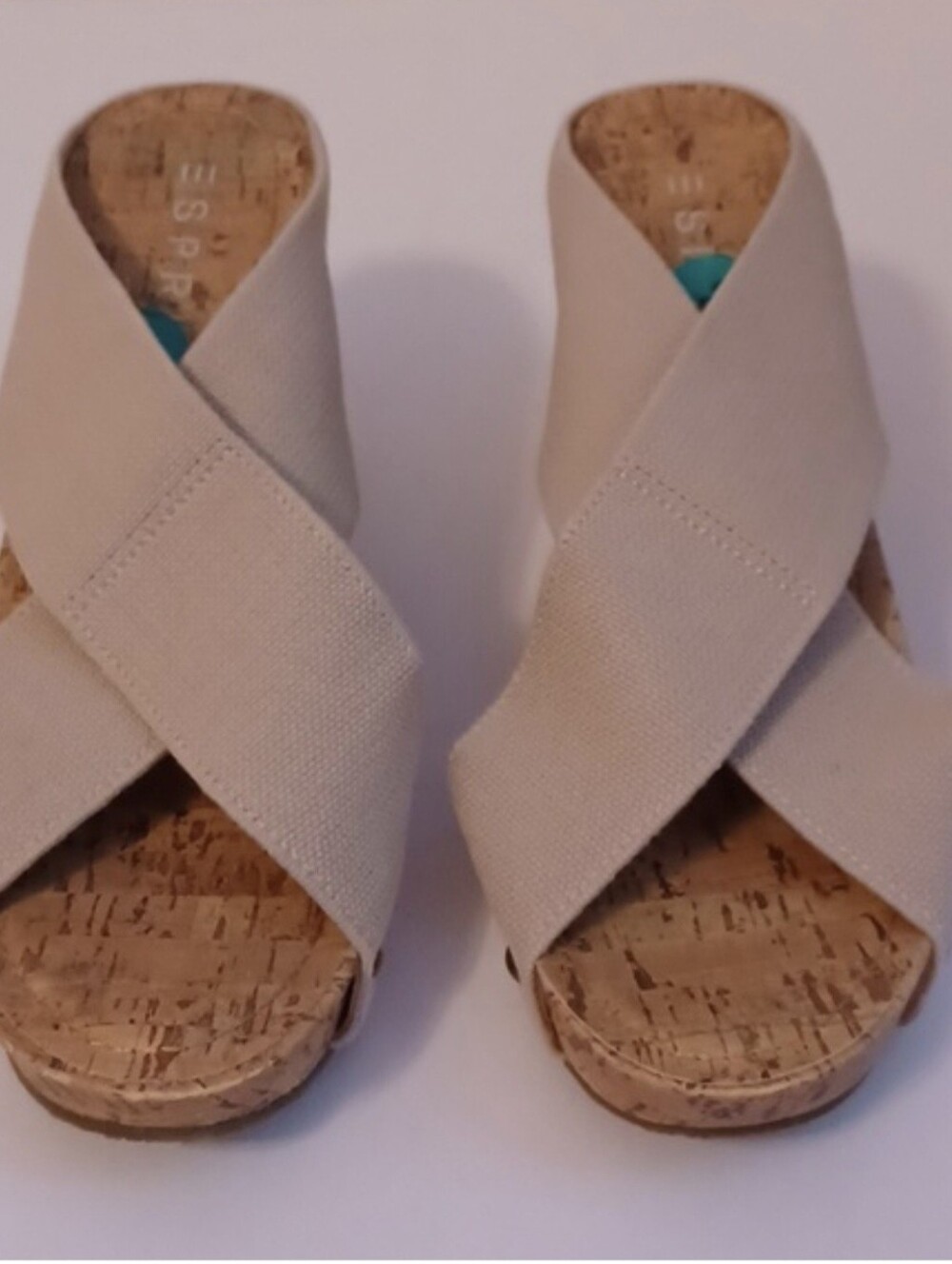 ESPRIT Oceane Tan Criss Cross Wedge sz 8